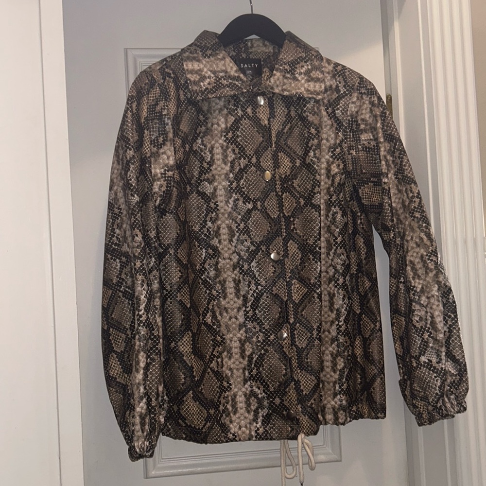 NWOT Vegan snake skin bomber jacket